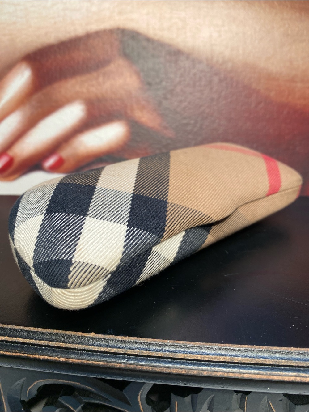 Genuine Burberry Hard Shell Glasses Case Nova Fabric Pattern Made in Italy